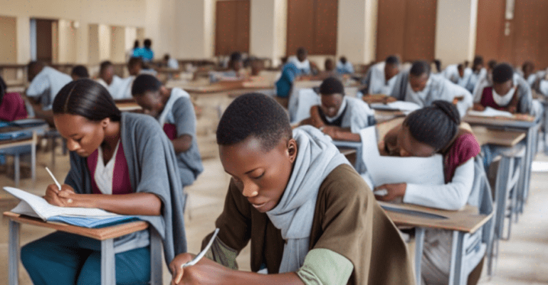University students writing exams
