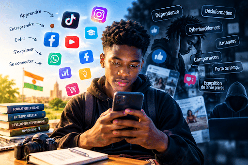 A young person on social media. Photo credit - AI Generated