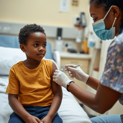 A child getting a vaccine shot. Photo credit - AI Generated