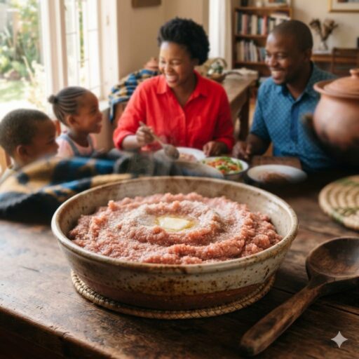 Ting ya mabele being shared amongst family members. Photo credit - AI Generated