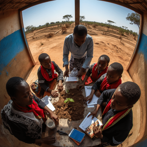 Environmental justice and climate change being taught in a classroom. Photo credit - AI Generated