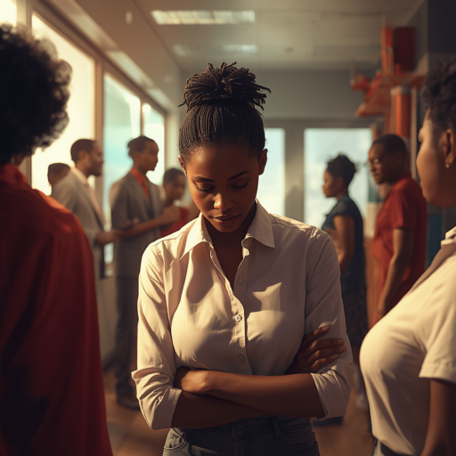 A person experiencing social defeat in the workplace. Photo credit - AI Generated