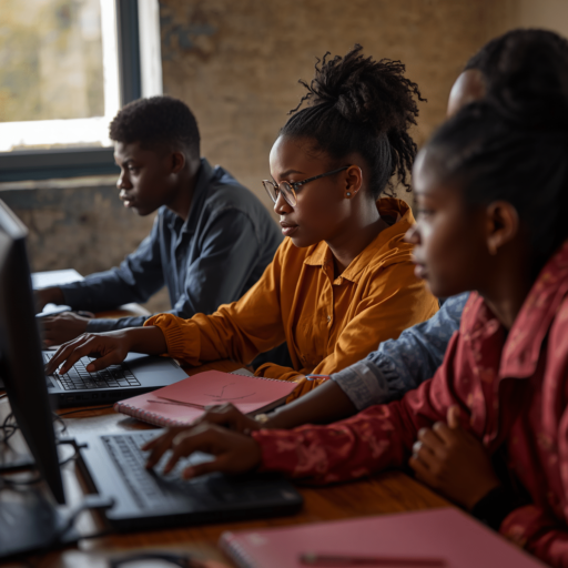 People learning how to code. Photo credit - AI Generated