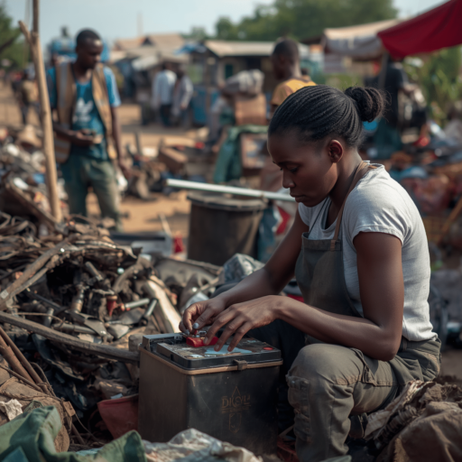 Workers at a recycling plant. Photo credit - AI Generated