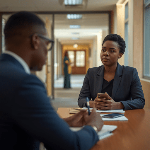 A university student and a lecturer talking. Photo credit - AI Generated