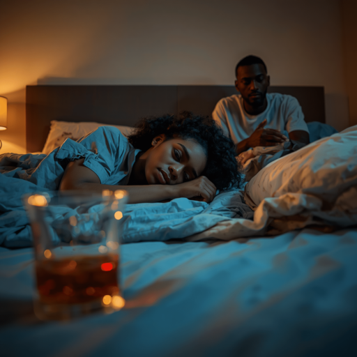 Alcohol affecting people's sleep. Photo credit - AI Generated