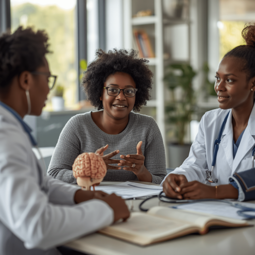 Medical staff talking to a patient about epilepsy. Photo credit - AI Generated