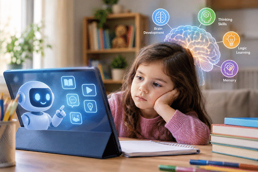 A child overdependent on AI. Photo credit - AI Generated