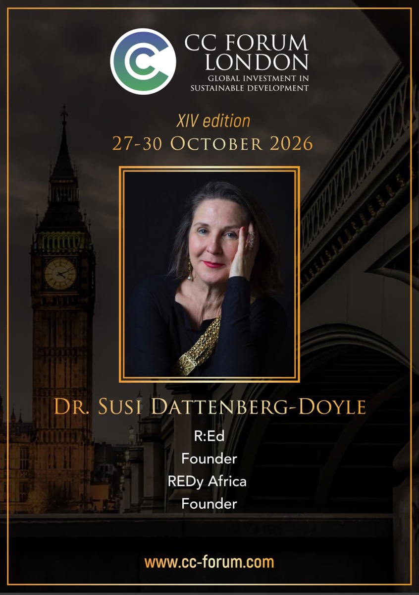 CC Forum London XIV edition speaker card for Dr Susi Dattenberg-Doyle, Founder of R:Ed and REdy Africa, 27-30 October 2026