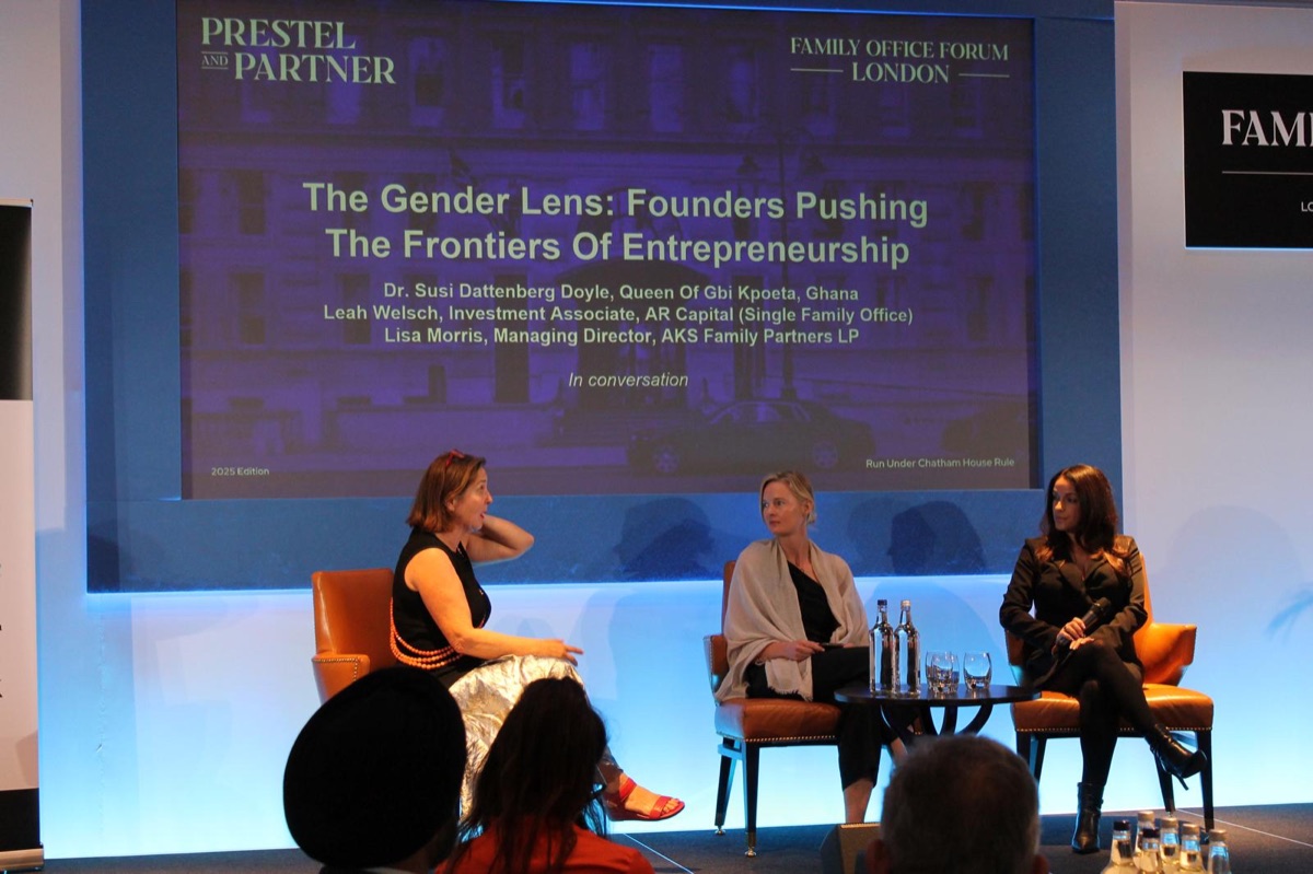 Dr Susi Dattenberg-Doyle speaking on the panel The Gender Lens at the Prestel & Partner Family Office Forum London 2025